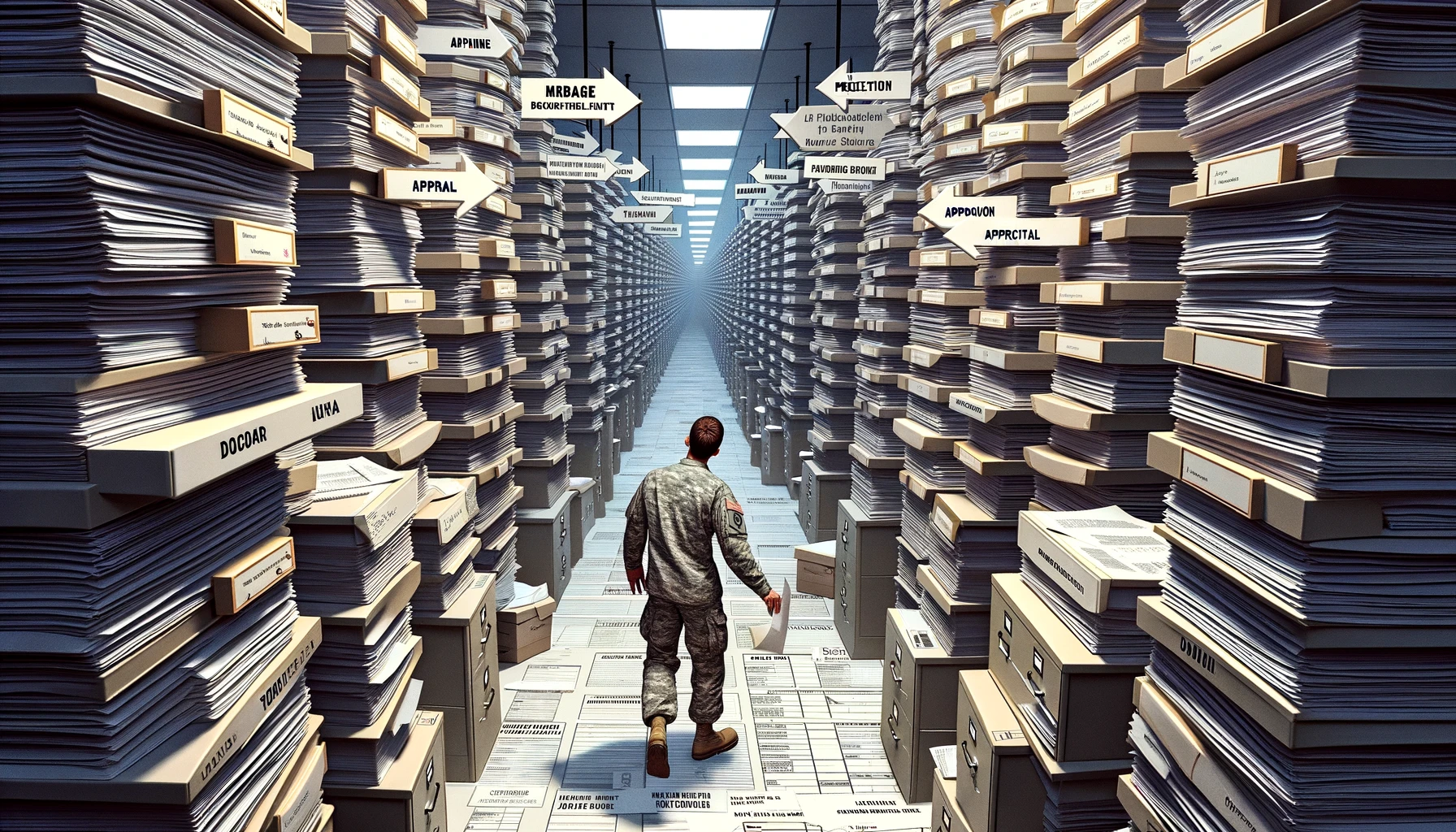 US Service member navigating many files.